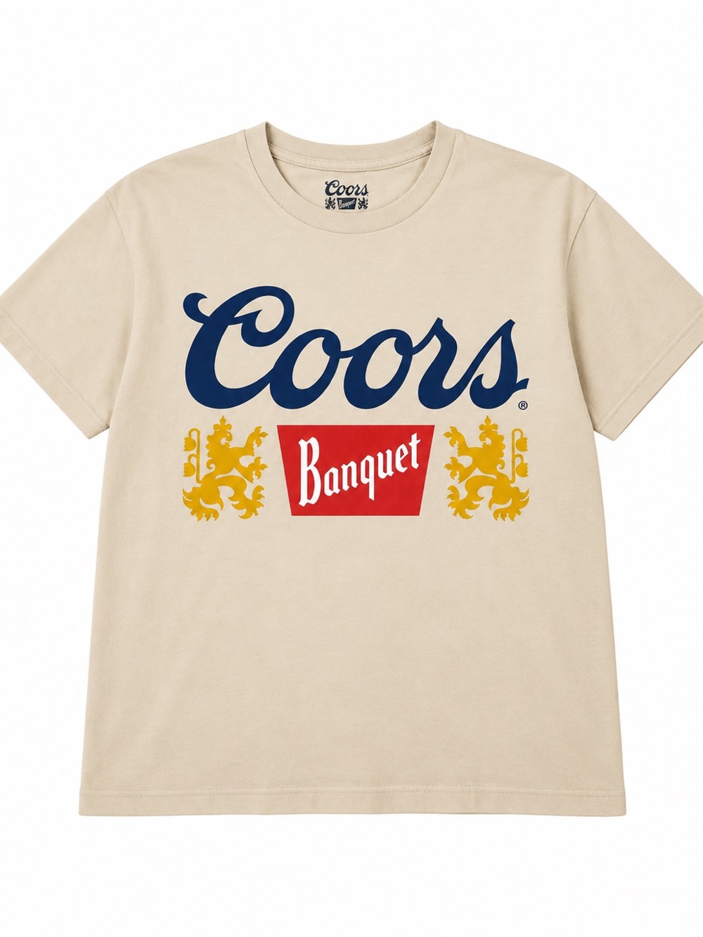 Forever 21 Coors Banquet Logo Tee - Cream, Navy & Red